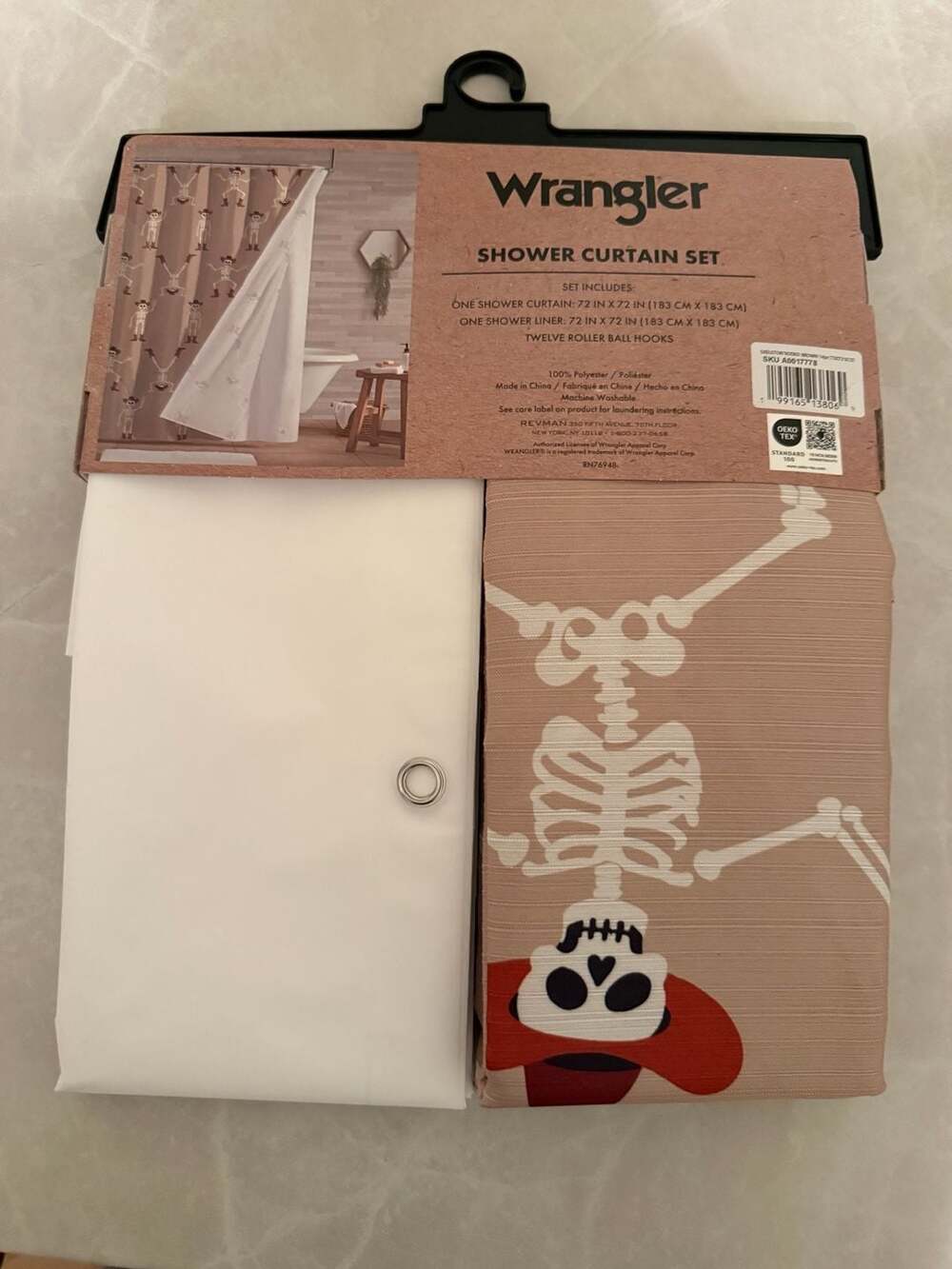 Wrangler Skeleton Rodeo Shower Curtain Set